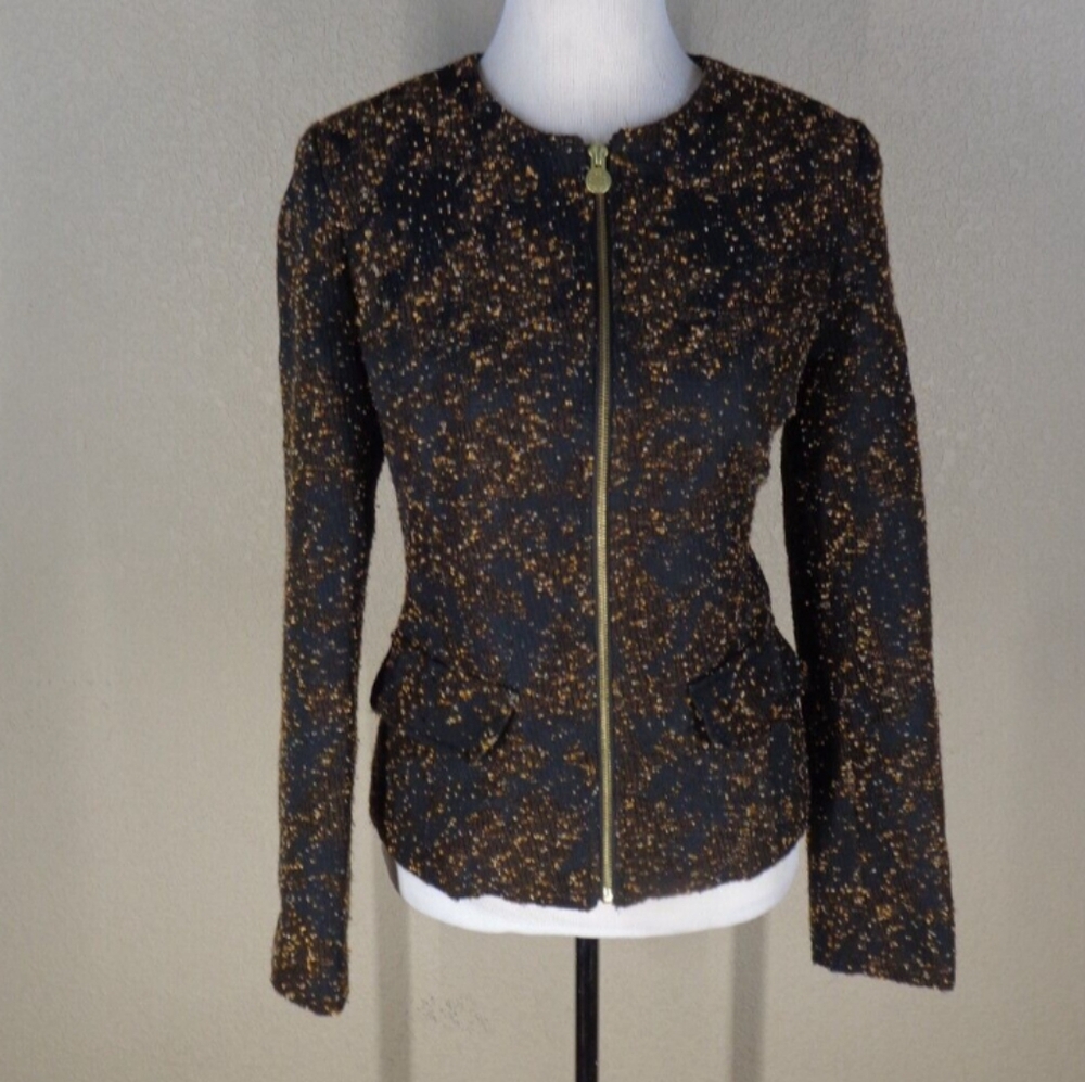 Dana Buchman Blazer jacket textured Black Gold. Size large